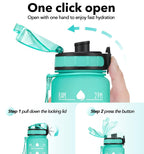 Motivational Fitness Sports Water Bottle Leakproof BPA-Free with Time Marker 1000 ml Bottle Pack of 2, Multicolor, Silicone GenzVybs