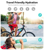 Motivational Fitness Sports Water Bottle Leakproof BPA-Free with Time Marker 1000 ml Bottle Pack of 2, Multicolor, Silicone GenzVybs