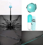 UV Protection Mini Tablet Umbrella | Capsule Umbrella For Rain Windproof & Sun Protection Features, 4 Folding Compact Capsule Case For Men, Women, Kids GenzVybs