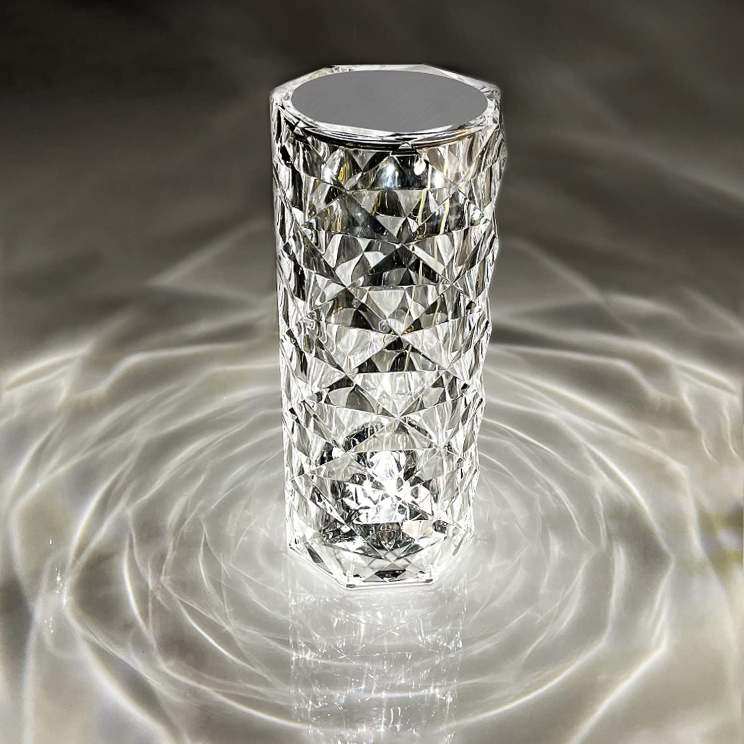 Crystal Table Lamp,3 Color Changing Rose Diamond Night Light, Led Usb Nightstand Lamp With Touch Control For Living Room Bedroom, Party Dinner Decorative Gift, White GenzVybs