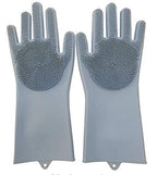 Buy 1 Get 1 - Magic Silicone Dish Washing Gloves, Silicon Cleaning Gloves, Silicon Hand Gloves for Kitchen Dishwashing and Pet Grooming, Great for Washing Dish, Car, Bathroom Multicolour, 1 Pair GenzVybs