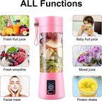 6 Blade Usb Juicer Bottle-Portable Machine Electric Usb Juice Maker Bottle Blender Grinder Mixer, Rechargeable Shake Fruit & Vegetable Juicer Mixer Multicolor 1 Set GenzVybs